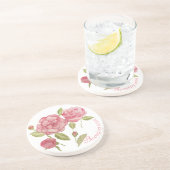 Rosa Rosen Hand zeichnend Bleistift T - Shirt Cush Getränkeuntersetzer (Seite)