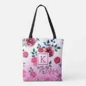 Rosa Rosen, handbemalt mit Aquarellen Tasche (Rückseite)