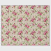 Rosa Rosen Handgemalt Geschenkpapier (Flach)