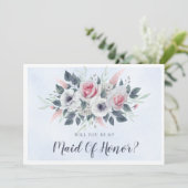 Rosa Rosen hellblau werden Sie meine Trauzeugin se (Stehend Vorderseite)