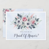 Rosa Rosen hellblau werden Sie meine Trauzeugin se (Vorne/Hinten)