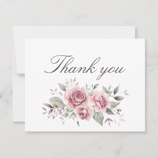 Rosa Rosen Hochzeit Danke Karte (Vorderseite)