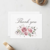 Rosa Rosen Hochzeit Danke Karte (Vorderseite/Rückseite Beispiel)