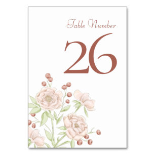 Rosa Rosen Hochzeit Modern Tischnummer
