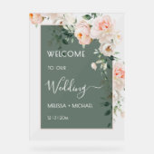 Rosa Rosen Hochzeit Transparent Acrylschild (Vorderseite)