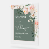 Rosa Rosen Hochzeit Transparent Acrylschild (Winkel)
