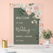Rosa Rosen Hochzeit Transparent Acrylschild (Hochzeit)