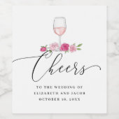 Rosa Rosen. Hochzeit von Rosenblütenschrift Weinetikett (Einzelnes Label)