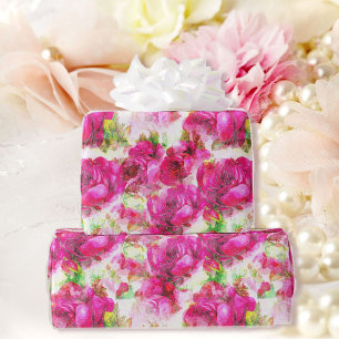 Rosa Rosen Hochzeitsgeschenkpapier Geschenkpapier