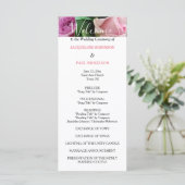 Rosa Rosen Hochzeitsprogramm Programm (Stehend Vorderseite)