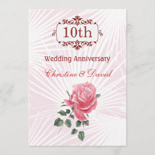 Rosa Rosen Hochzeitstag Einladung 10 Jahre