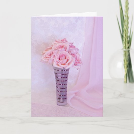 Rosa Rosen I Feiertagskarte (Vorderseite)