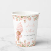 Rosa Rosen Ice Cream Bow Summer Baby Dusche Pappbecher (Rückseite)