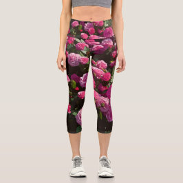 Rosa Rosen im Garten blühen Capri Leggings