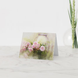 Rosa Rosen im Korb Danke Karte