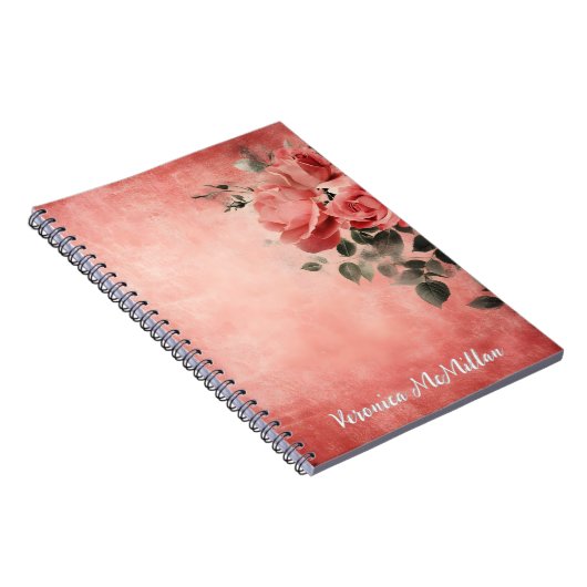 Rosa Rosen im rosa Hintergrund Notizblock (Rechte Seite)