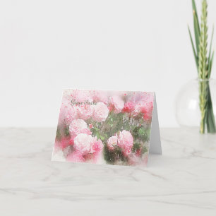 Rosa Rosen im Watercolor-Foto danken Ihnen Dankeskarte