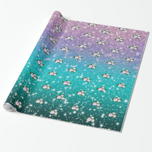 Rosa Rosen in glänzender Ombre Dusche Geschenkpapier