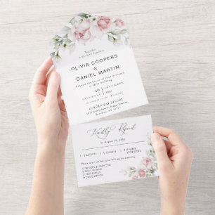 Rosa Rosen in Rosa auf einer Hochzeit - Einladung