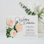 Rosa Rosen in Rosa Einladung (Stehend Vorderseite)