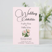 Rosa Rosen in Rosa Einladung (Stehend Vorderseite)