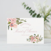 Rosa Rosen in Rosa werden Sie meine Trauzeugin sei Einladung (Stehend Vorderseite)