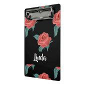 Rosa Rosen in schwarz Mini Klemmbrett (Gewinkelt2)