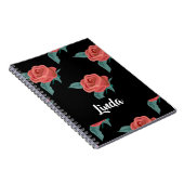 Rosa Rosen in schwarz Notizblock (Rechte Seite)