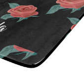 Rosa Rosen in schwarz Schneidebrett (Ecke)
