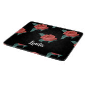 Rosa Rosen in schwarz Schneidebrett (Ecke)