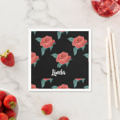 Rosa Rosen in schwarz Serviette (Beispiel)
