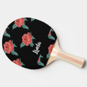 Rosa Rosen in schwarz Tischtennis Schläger (Seitenansicht)