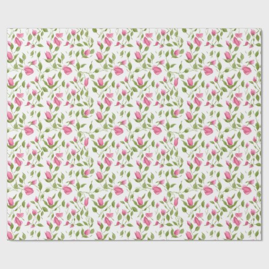 Rosa Rosen in Weiß Geschenkpapier (Flach)