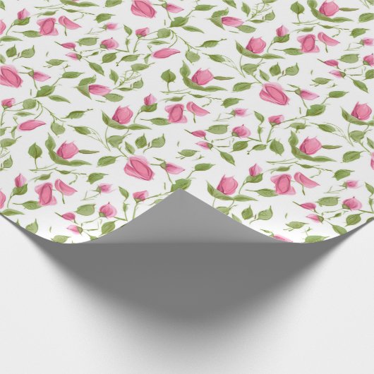 Rosa Rosen in Weiß Geschenkpapier (Ecke)