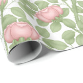 Rosa Rosen in Weiß (groß) Geschenkpapier (Rolleneckpunkt)