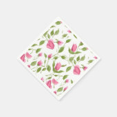 Rosa Rosen in Weiß Serviette (Ecke)