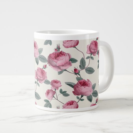 Rosa Rosen Jumbo-Tasse (Vorderseite Rechts)