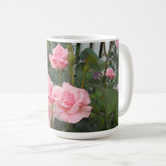 Rosa Rosen Kaffeetasse (VorderseiteRechts)