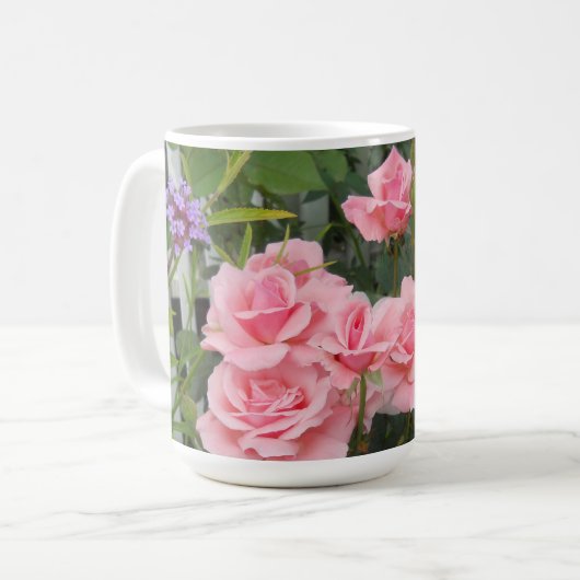 Rosa Rosen Kaffeetasse (Vorderseite Links)