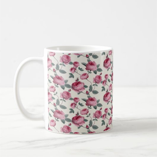 Rosa Rosen Kaffeetasse (Links)