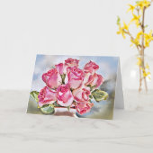 Rosa Rosen Karte (Gelbe Blume)