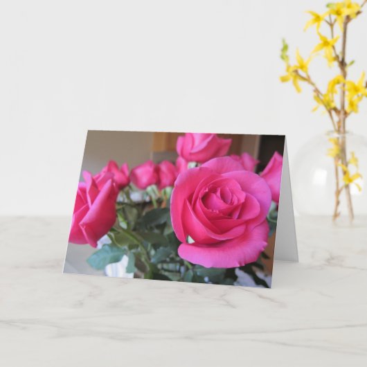 Rosa Rosen Karte (Gelbe Blume)