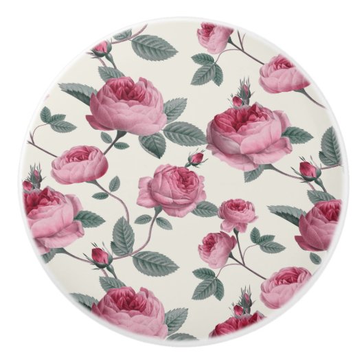 Rosa Rosen Keramikknauf (Vorderseite)