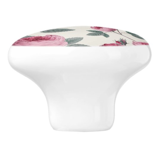 Rosa Rosen Keramikknauf (Seitenansicht)