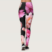Rosa Rosen keucht schwarzes Athleisure Yoga Leggings (Rückseite)