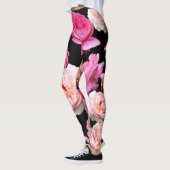 Rosa Rosen keucht schwarzes Athleisure Yoga Leggings (Links)