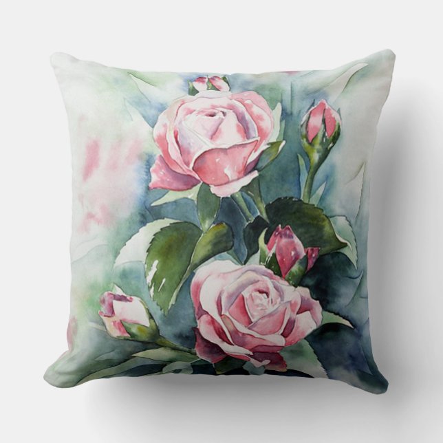 Rosa Rosen Kissen (Vorderseite)