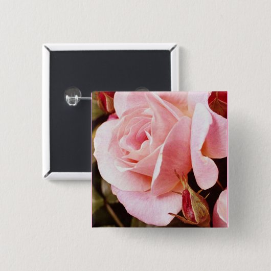 Rosa Rosen-Knopf Button (Vorne & Hinten)
