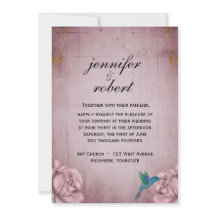 Rosa Rosen-Kolibri-Hochzeits-Einladung