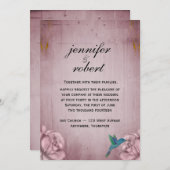 Rosa Rosen-Kolibri-Hochzeits-Einladung Einladung (Vorne/Hinten)